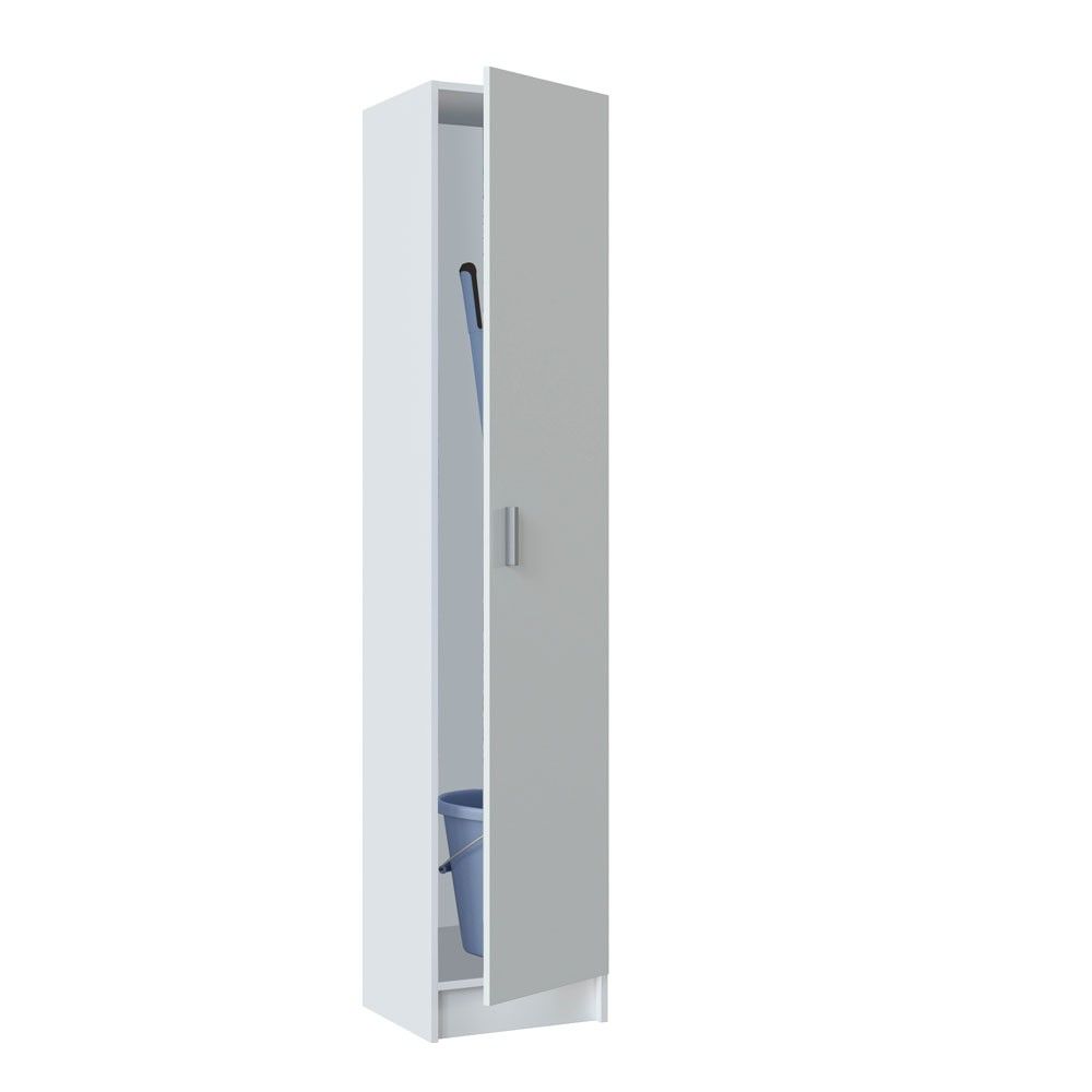 Armadio Modulare A 1 Anta Avilia Home - Mobiletto Basso In Plastica 35x39.5x86 Cm Con Scaffale Interno - Per Interni Ed Esterni, Garage E Attrezzi - Colore Grigio