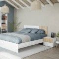 Cabeceira com mesas de cabeceira Ethna Branco Artik - Natur 266 x 89 x 34 cm