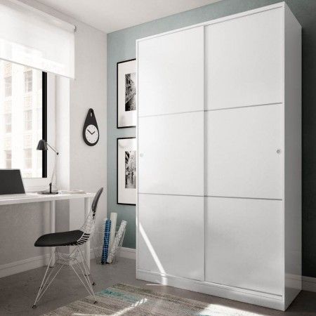 Armario TOP020BO in glänzendem Weiß mit Schiebetüren | fanmuebles