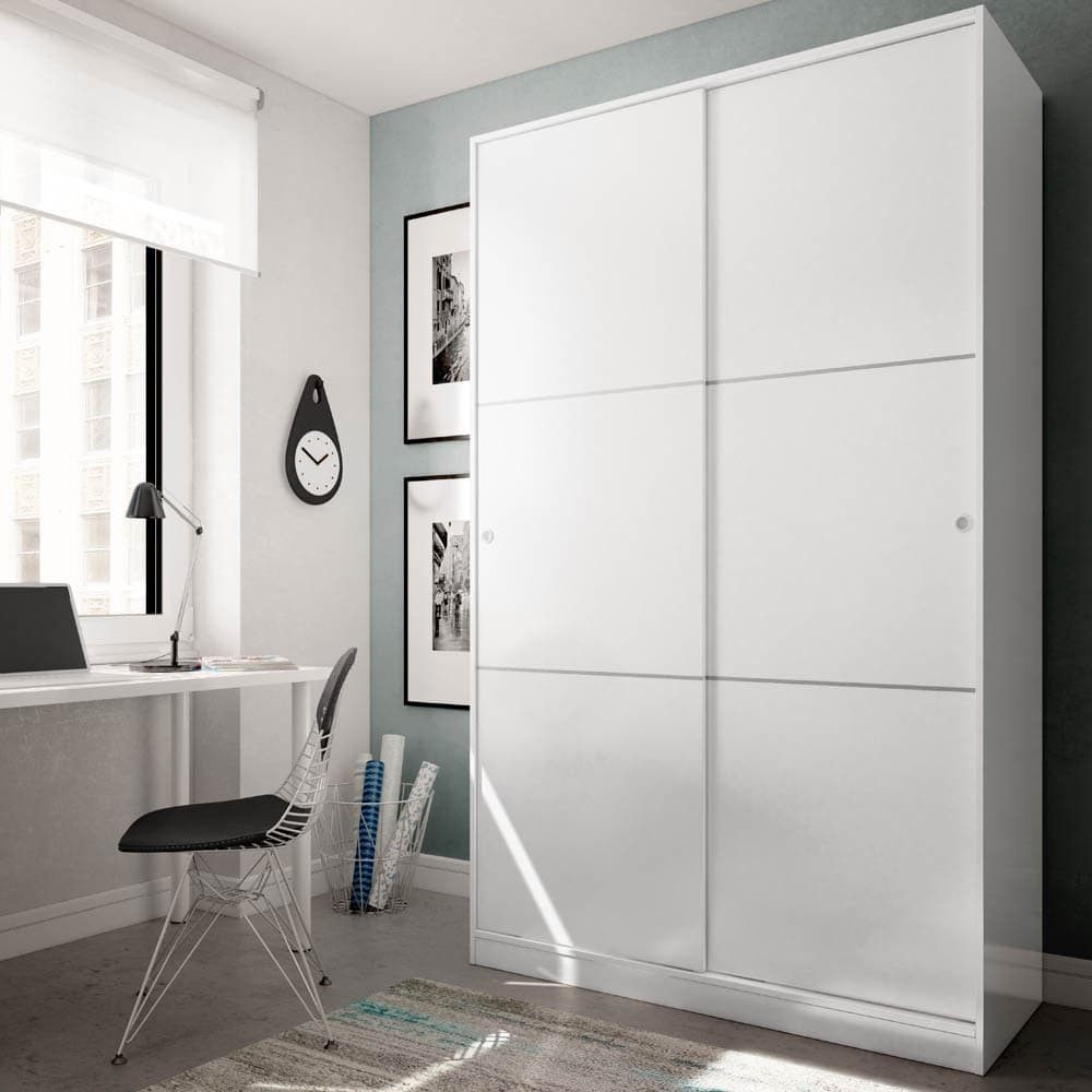 Armadio TOP020BO bianco lucido con ante scorrevoli | fanmuebles