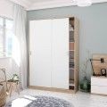 Armadio a ante scorrevoli TOP120F. Armadio in rovere e bianco 120 x 200 x 50 cm