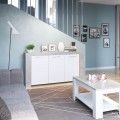 Aparador Ambit cimento e branco Artik 3 portas 144 x 80 x 42 cm