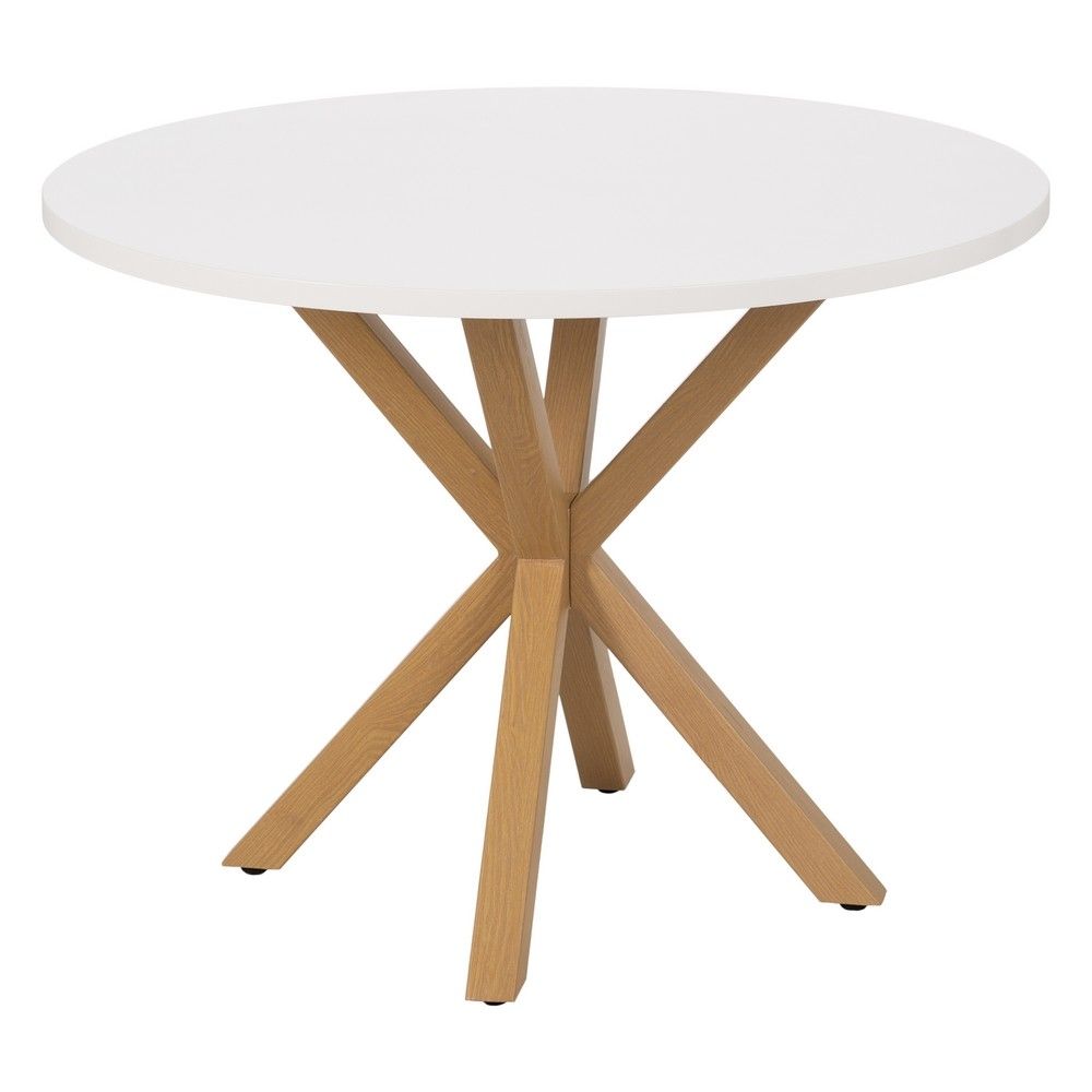Table à manger ronde de couleur blanche