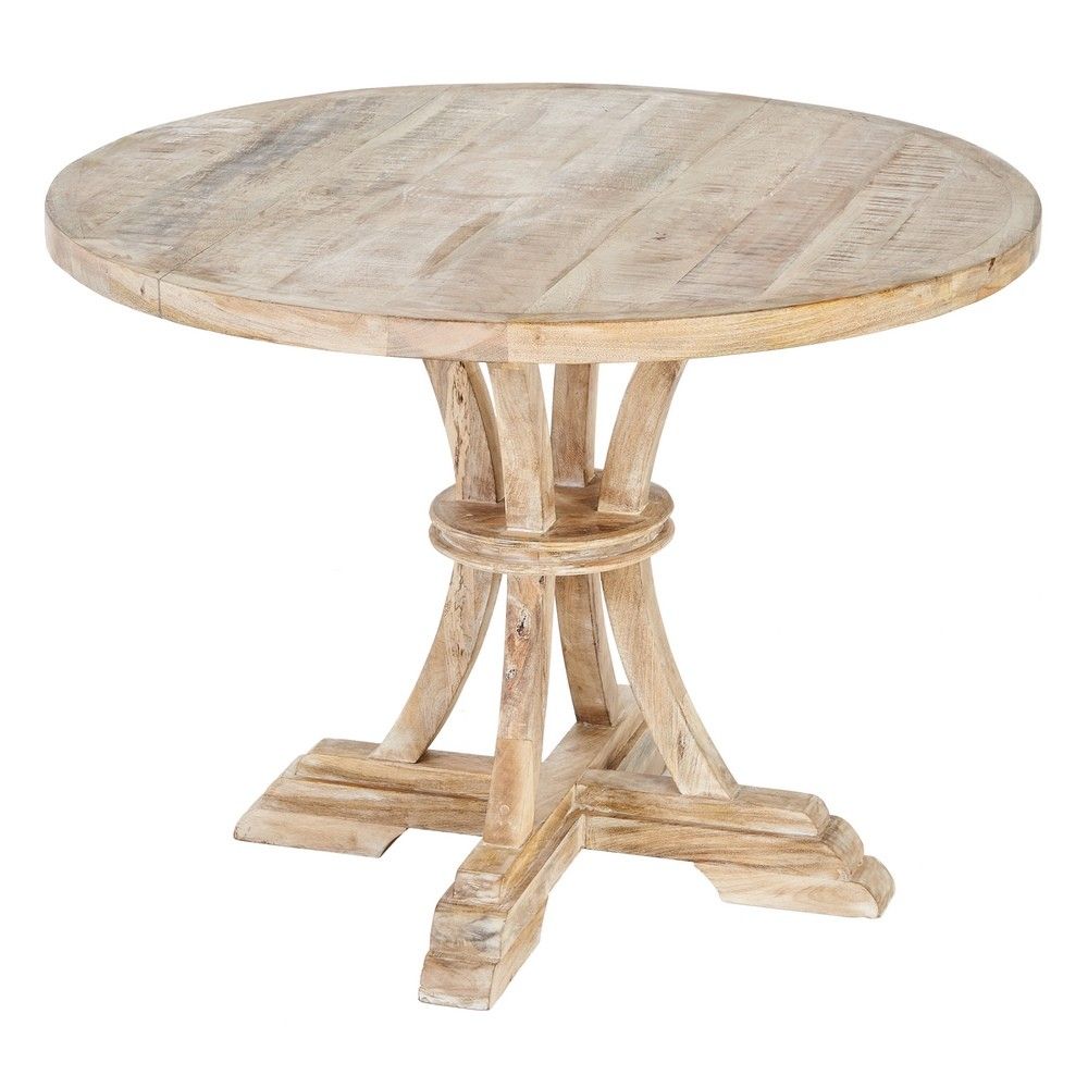 Table à manger ronde blanche cérusée