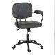 Chaise de bureau vintage avec roulettes en similicuir noir
