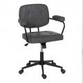 Sedia da studio vintage con ruote similpelle nera 56 x 56 x 92 cm