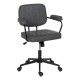 Sedia da studio vintage con ruote in similpelle a righe nera.