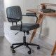 Sedia da studio vintage con ruote similpelle a righe nere | fanmuebles