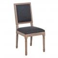 Chaise de salle à manger en bois de caoutchouc, rembourrée en gris foncé, 49 x 46 x 96 cm.