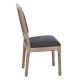 Chaise de salle à manger en bois de caoutchouc, rembourrée en gris foncé.