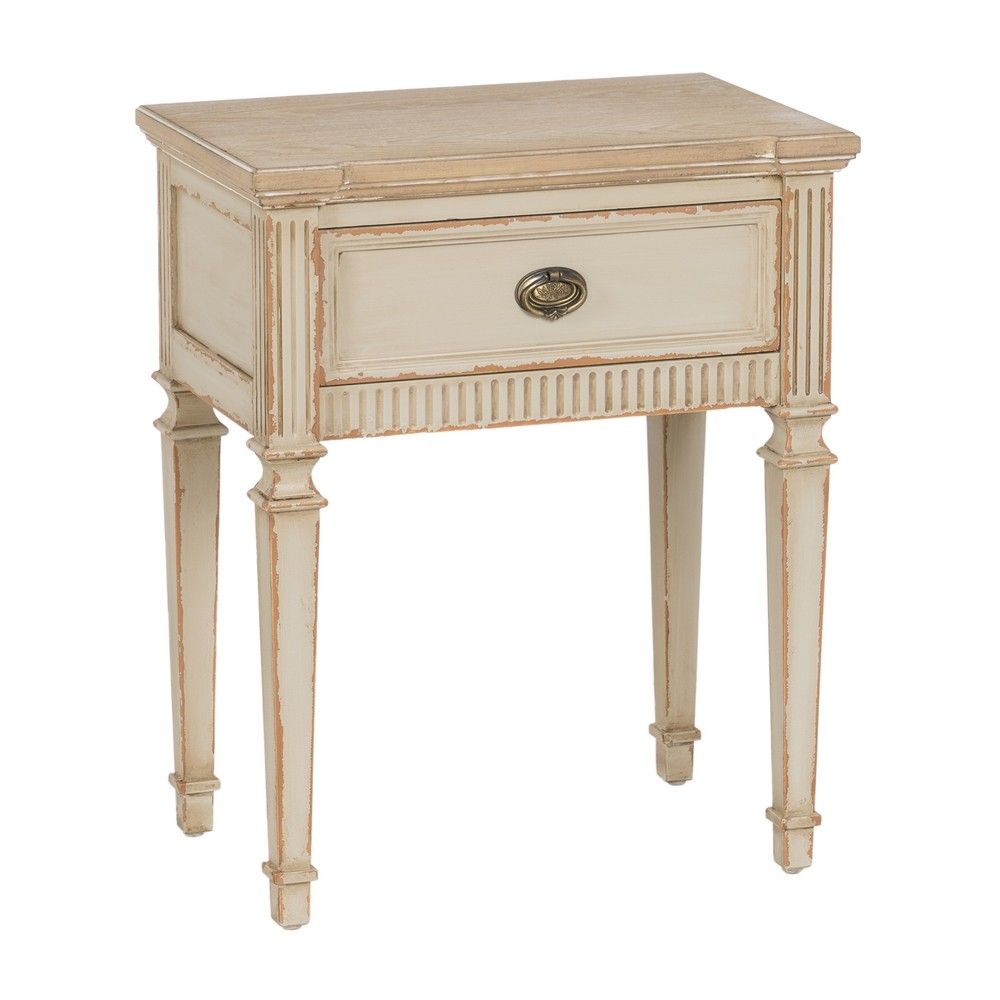 Nachttisch aus Naturholz - Creme Holz 56 x 36 x 68 cm