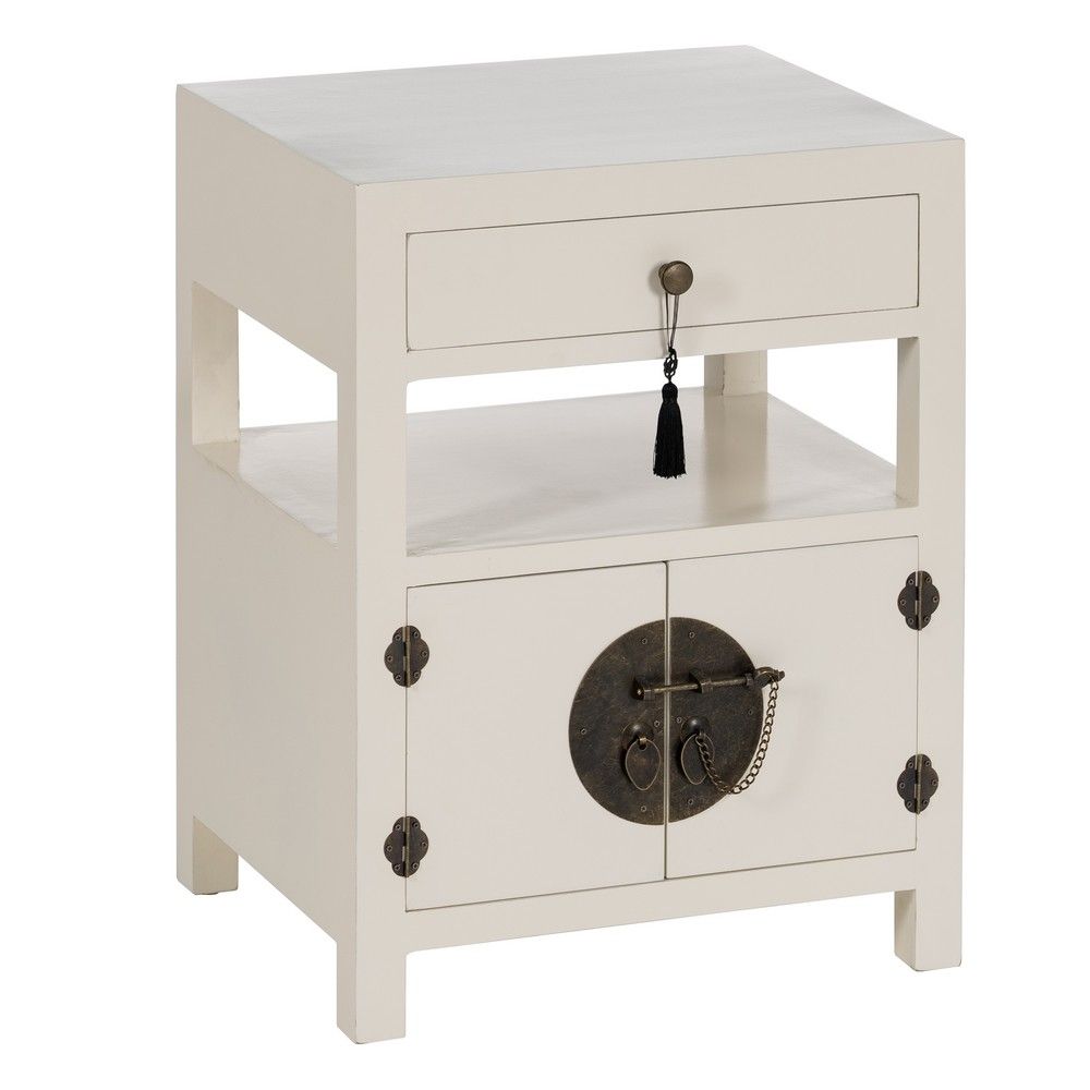 Comodino in legno bianco "Oriente" 50 x 40 x 66 cm