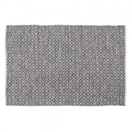 Alfombra reversible gris y blanca tejida a mano | fanmuebles