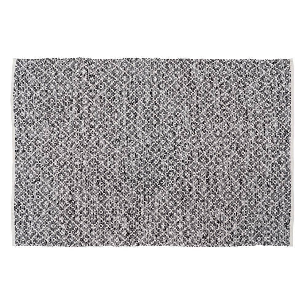 Alfombra reversible gris y blanca tejida a mano | fanmuebles
