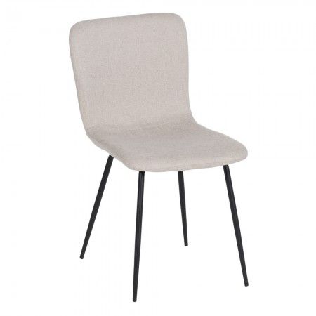 Chaise de salle à manger en tissu crème - Salon en métal 44 x 55 x 82 cm