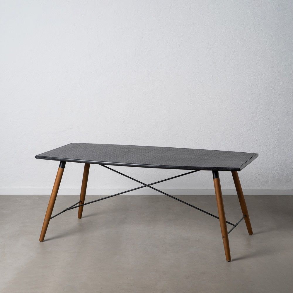 Mesa de Comedor Oslo | Madera de Xylosma y Hierro en Negro y Natural
