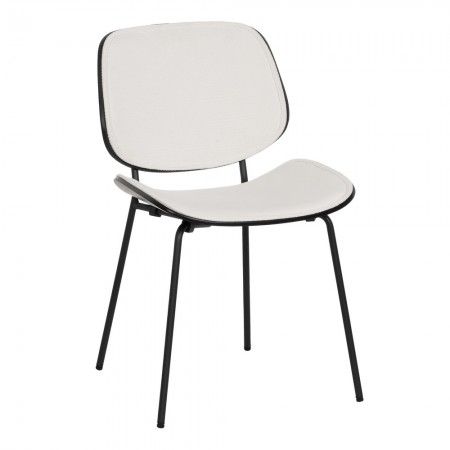 Silla de comedor tapizada blanco patas metal | fanmuebles