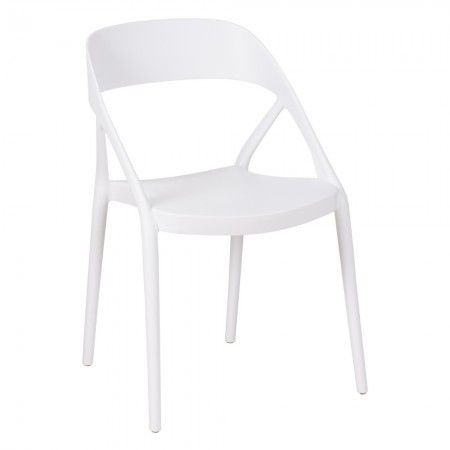 Chaise de salle à manger empilable en polypropylène blanc de 54 x 51 x 81 cm.