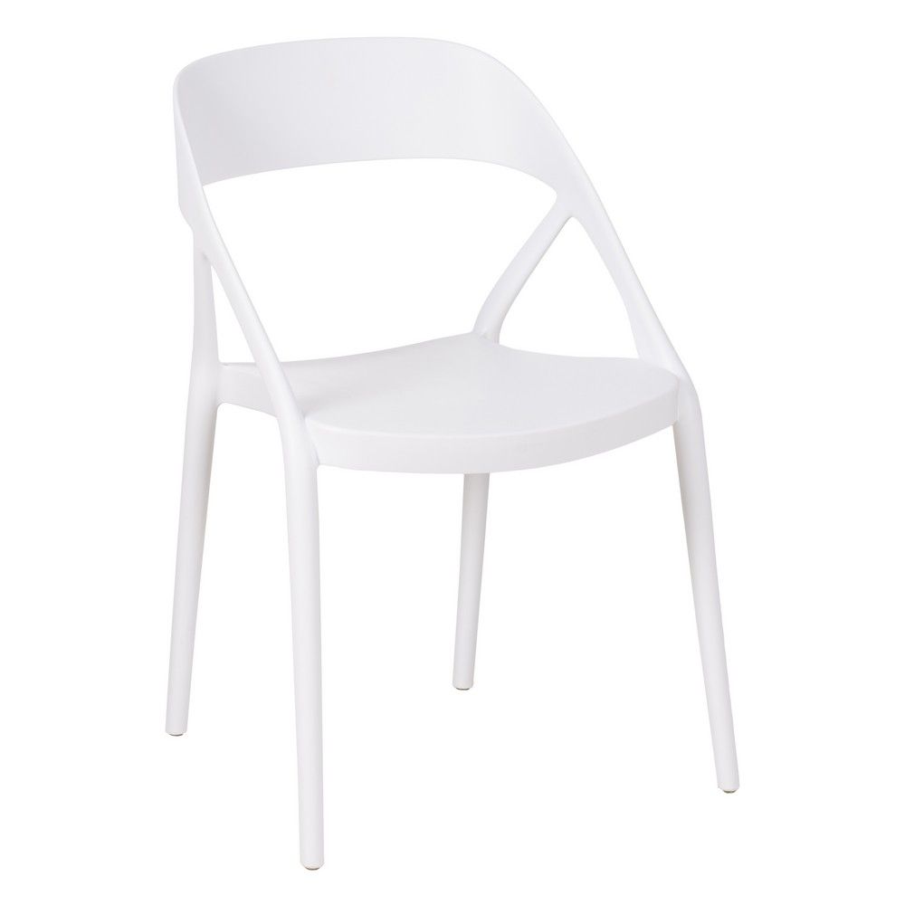 Chaise de salle à manger empilable en polypropylène blanc de 54 x 51 x 81 cm.