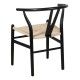 Silla de madera de haya color negro asiento de fibra natural | fanmuebles