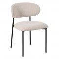 Silla de Comedor Tapizada Crema Patas de Metal Negro 50x73,5x54 cm