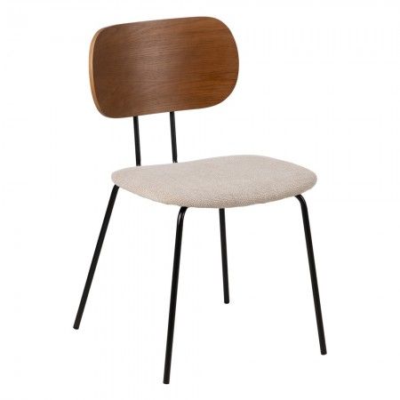 Cadeira de jantar com encosto natural estofada creme 48 x 55 x 82,50 cm
