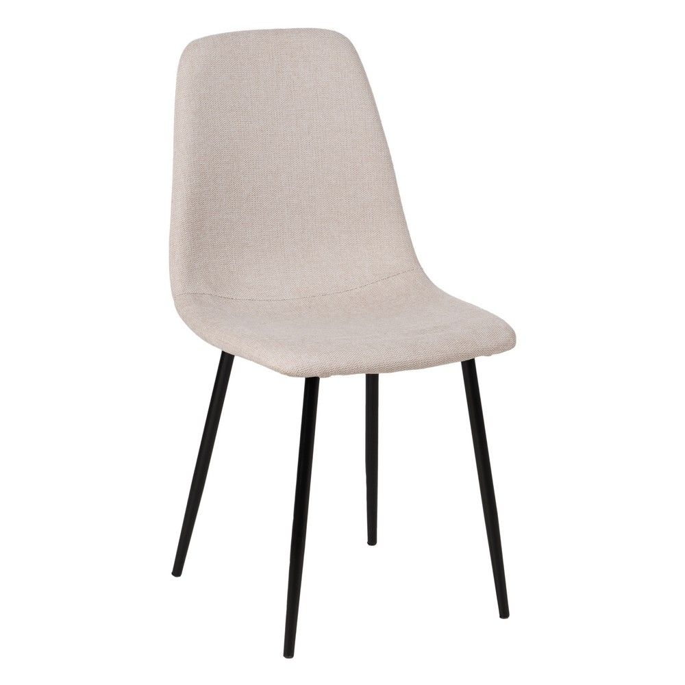 Cadeira Jantar Estofada Creme Pernas Pretas | fanmuebles