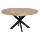 Mesa de jantar natural - madeira maciça preta e ferro - design de estilo industrial fanmuebles