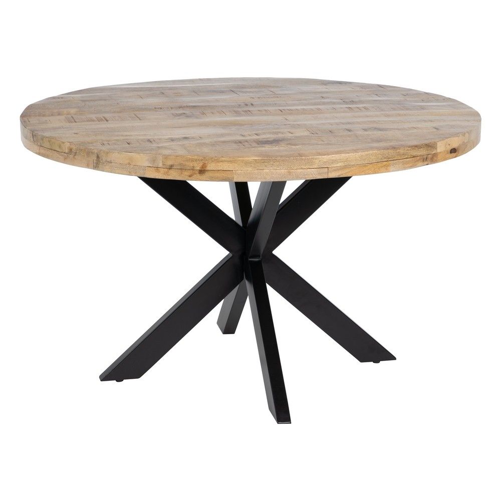 Mesa redonda comedor madera mango y hierro – Estilo industrial moderno | fanmuebles