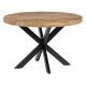 Mesa redonda de comedor madera y metal – diseño estilo industrial único | fanmuebles