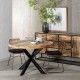 Mesa redonda de comedor madera y metal – diseño estilo industrial único | fanmuebles