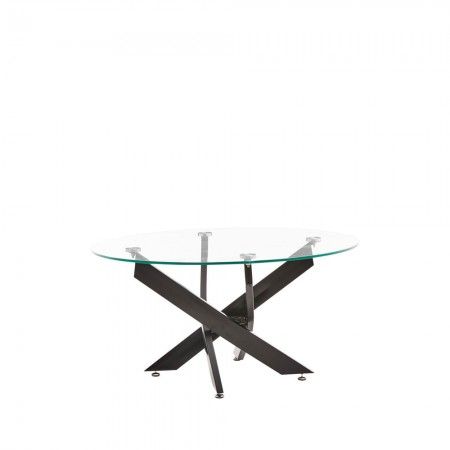 Tavolino in vetro rotondo con gambe nere Delia 80 x 40 x 80 cm.