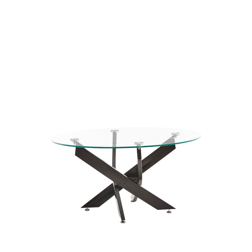 Mesa de centro redonda de vidro com pernas pretas Delia 80 x 40 x 80 cm