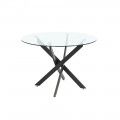 Runder Esstisch aus Glas mit schwarzen Beinen Delia 110 x 73 x 110 cm.