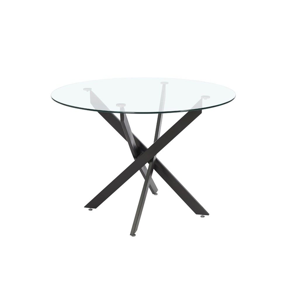 Mesa de centro redonda de vidro com pernas pretas Delia 80 x 40 x 80 cm