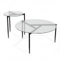 Mesa de centro redonda dupla Elche em vidro 80 - 45 x 40 - 50 x 80 - 45 cm