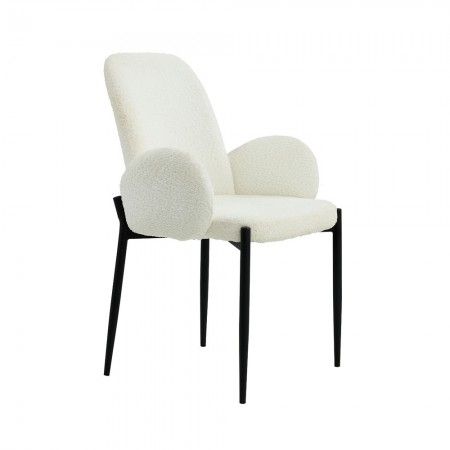 Sedia da pranzo Beca, rivestita in tessuto bianco.