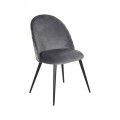 Silla de comedor Adara Velvet Gris Oscuro y Flores 49 x 84 x 50 cm