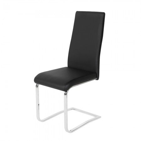 Chaise de salle à manger rembourrée en simili cuir noir