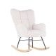 Rocking chair Écija upholstered in white Teddy fabric