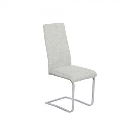 Silla comedor tapizada tela gris claro Camila