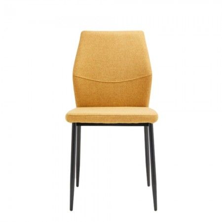 Silla de comedor tapizada Mérida en tela Easy Clean mostaza