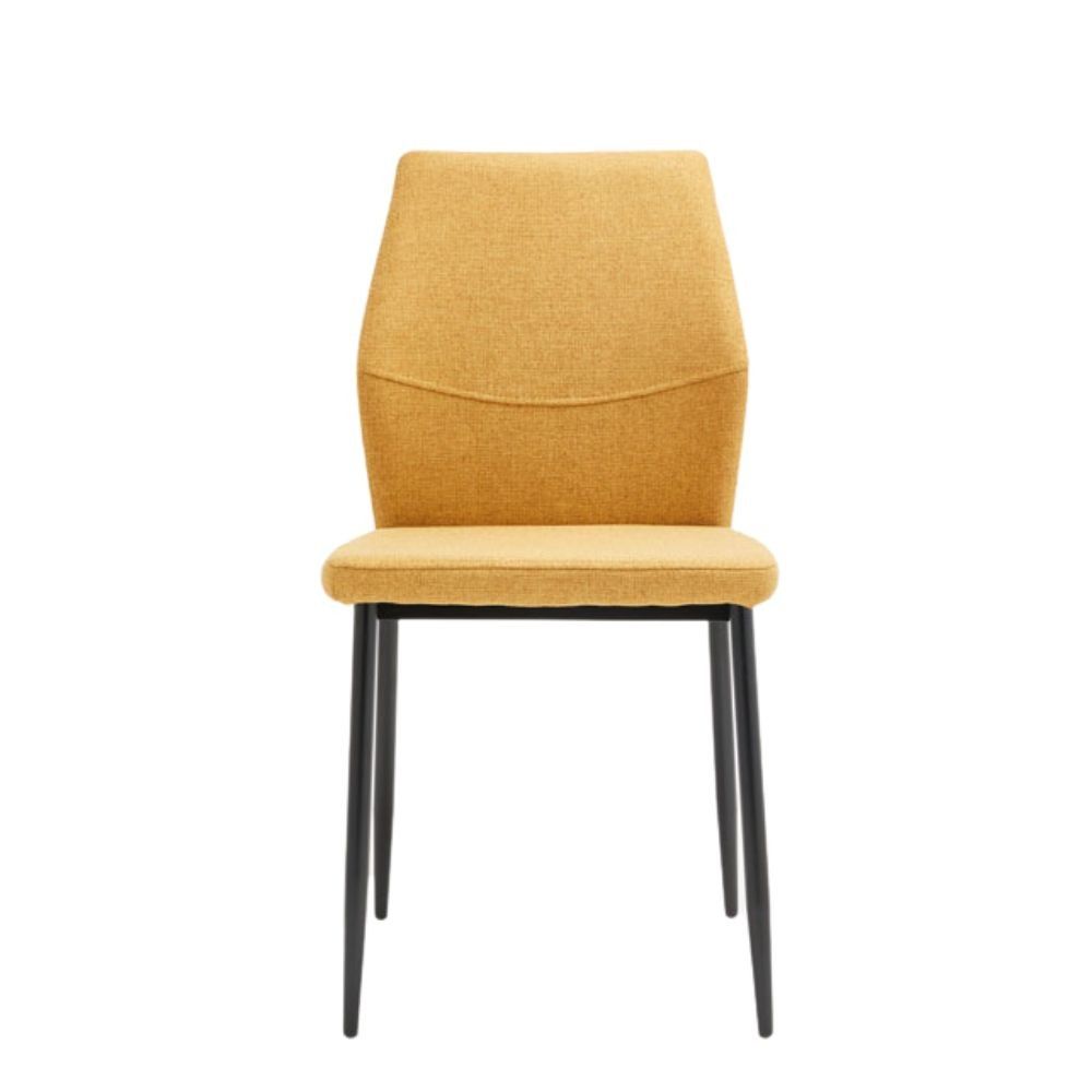 Silla de comedor tapizada Mérida en tela Easy Clean mostaza