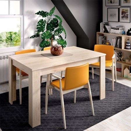 Table à manger extensible Dine en chêne naturel fermée