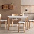 Mesa de Cocina Fija Nadia - Blanco y Haya - 2 Medidas