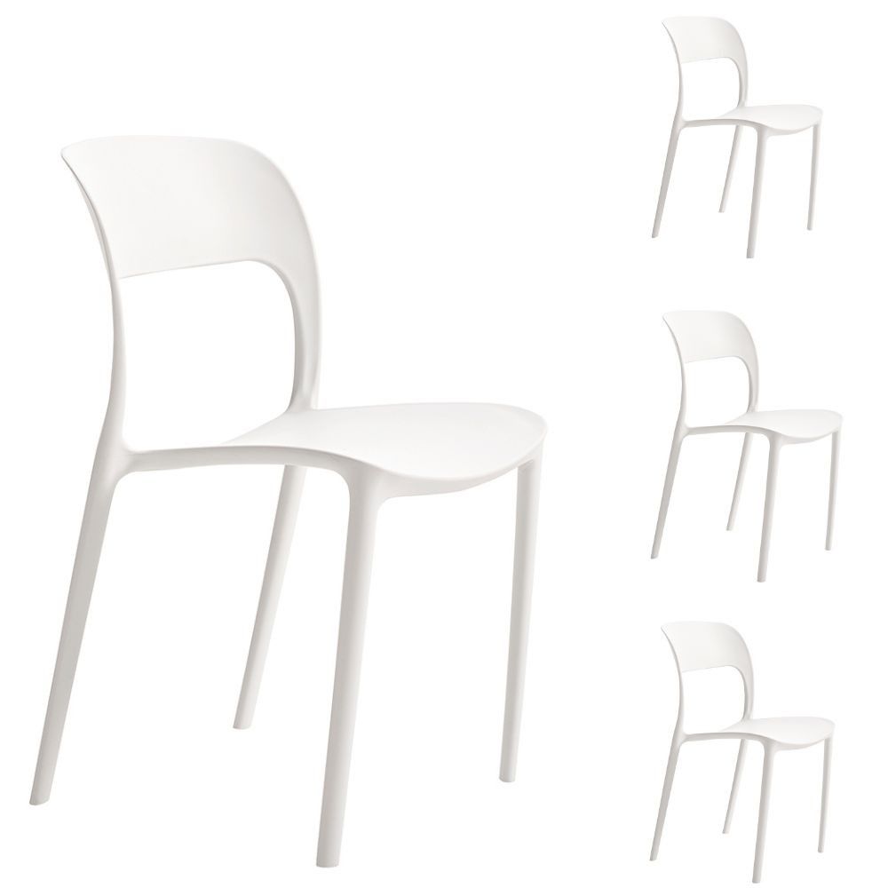 Pack de 4 chaises empilées en polypropylène blanc