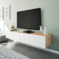 Mueble de televisión suspendio Kaway Roble Nodi - Blanco Artik 180 x 28 x 34,5 cm