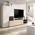 Salon compact TV 3 portes Kei Naturel Blanc