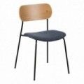 Silla de comedor tapizada color Natural - Azul 49 x 53 x 80 cm 49 x 80 x 53 cm
