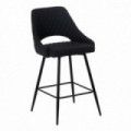 Taburete alto con respaldo rombos tapizado Negro 50 x 95 x 55 cm